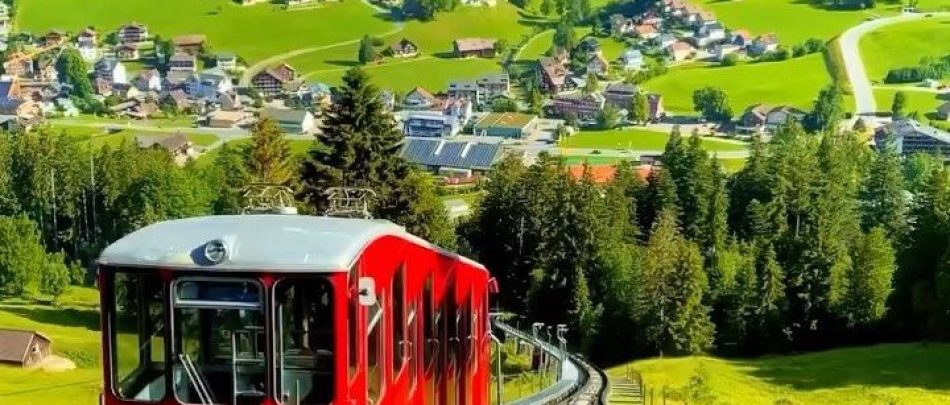 earthpix on Instagram_ @syifa_in_switzerland in beautiful Switzerland! This is the Mountain train to Iltios, Chäserrugg mountain center station & restaurant in…